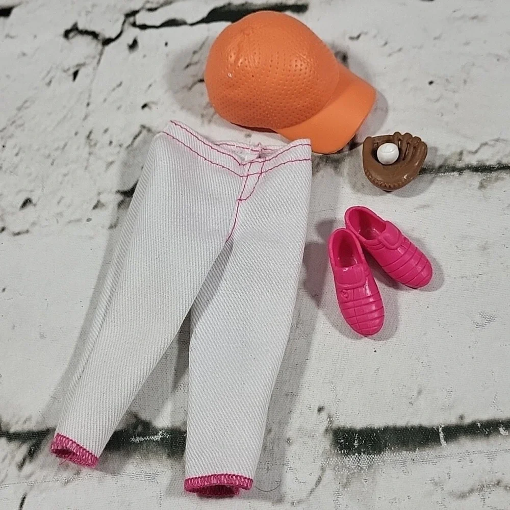 Barbie Baseball White Capri Pants with Sneakers‎ Hat and Mitt